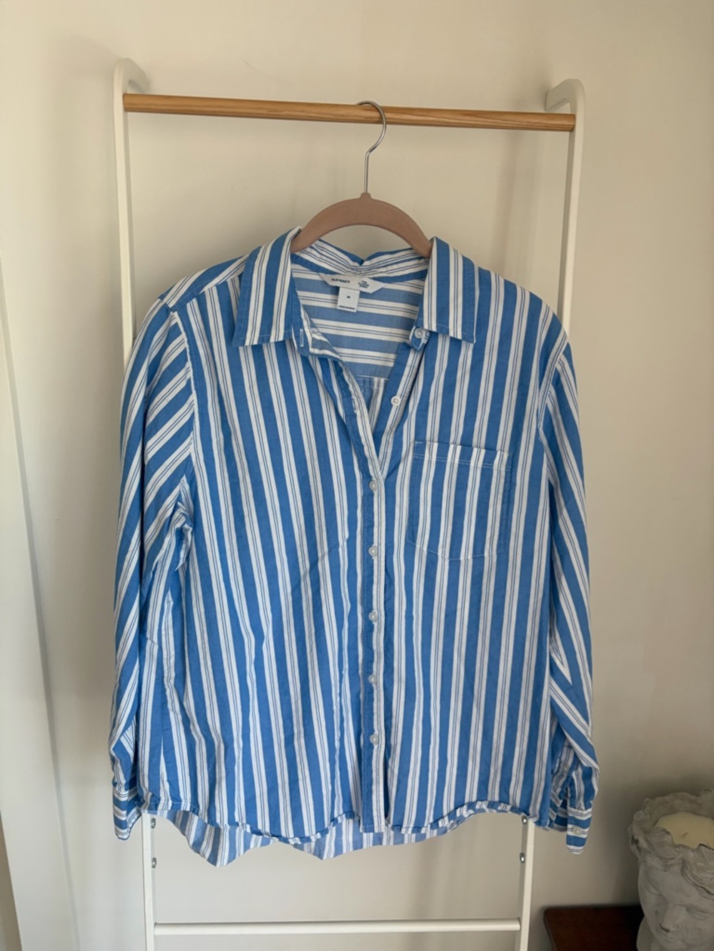 Old Navy Blue & White Striped Classic Shirt